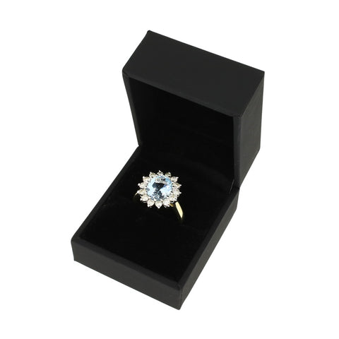 14ct Yellow Gold 2.45ct Aquamarine Diamond Cluster Ring | H&H Jewellers