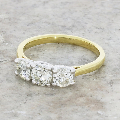 Pre Owned Ladies 18ct Yellow Gold 1.37cts Diamond Trilogy Ring