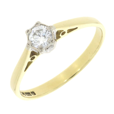 Pre Owned Ladies 18ct Yellow Gold 0.20cts Diamond Solitaire Ring | H&H 