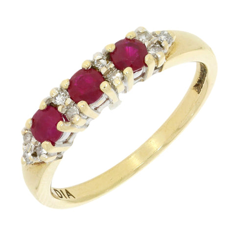 Pre Owned 9ct Yellow Gold Ruby and Diamond Half Eternity Ring | H&H 