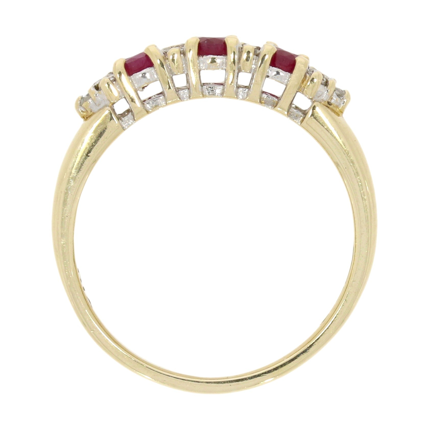 Pre Owned 9ct Yellow Gold Ruby and Diamond Half Eternity Ring | H&H ...