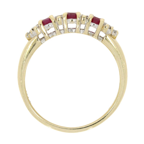 Pre Owned 9ct Yellow Gold Ruby and Diamond Half Eternity Ring | H&H 