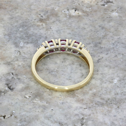 Pre Owned 9ct Yellow Gold Ruby and Diamond Half Eternity Ring | H&H 