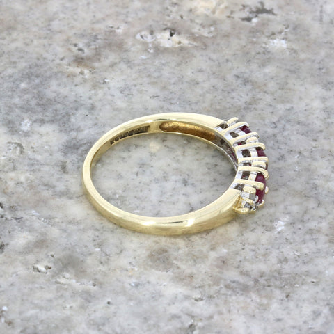 Pre Owned 9ct Yellow Gold Ruby and Diamond Half Eternity Ring | H&H 