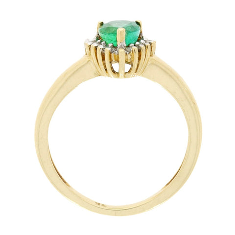 Pre Owned 9ct Yellow Gold Emerald and Diamond Cluster Ring | H&H 