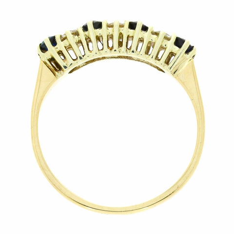 Pre Owned 9ct Yellow Gold Sapphire and Diamond Half Eternity Ring | H&H 