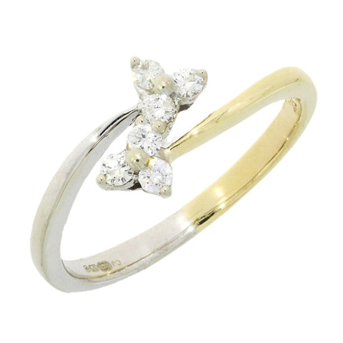 9ct Yellow and White Gold 0.25cts Brilliant Cut Diamond Cluster Ring | H&H