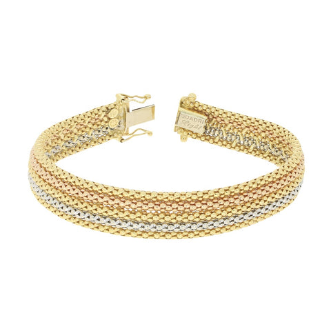 Pre Owned Quadri 18ct Three Colour Gold Mesh Design Bracelet | H&H 