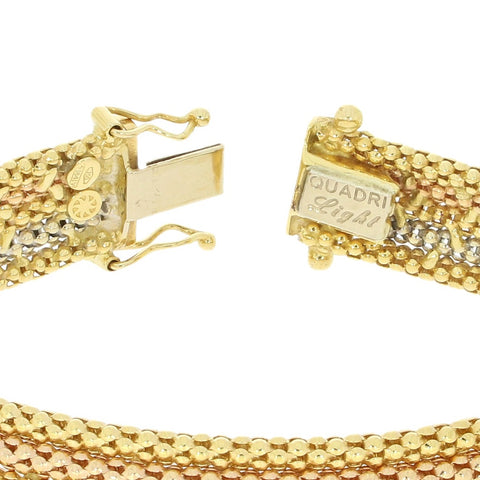 Pre Owned Quadri 18ct Three Colour Gold Mesh Design Bracelet | H&H 