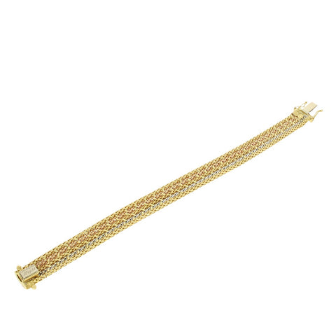 Pre Owned Quadri 18ct Three Colour Gold Mesh Design Bracelet | H&H 