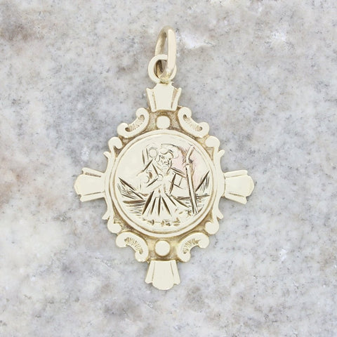 Pre Owned 9ct Yellow Gold St Christophers Cross Pendant