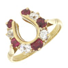 18ct Yellow Gold Ruby and Diamond Horse Shoe Ring Pre Owned | H&H 