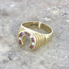 9ct Yellow Gold Ruby and Diamond Horse Shoe Ring Pre Owned | H&H 