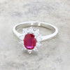 Pre Owned 18ct White Gold Ruby and 0.35cts Natural Diamond Cluster Ring CH1360