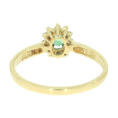 Pre Owned 18ct Yellow Gold Emerald And Diamond Cluster Ring | H&H