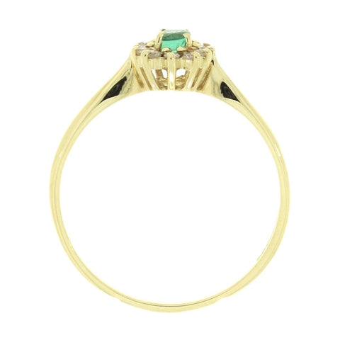 Pre Owned 18ct Yellow Gold Emerald And Diamond Cluster Ring | H&H