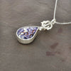 Derbyshire Blue John And Blue Goldstone Silver Teardrop Pendant And Chain