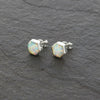 Sterling Silver Opalique Ladies Small Hexagonal Stud Earrings