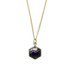 Derbyshire Blue John With Ice and Fire Opalique 9ct Yellow Gold Hexagonal Pendant
