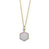Derbyshire Blue John With Ice and Fire Opalique 9ct Yellow Gold Hexagonal Pendant