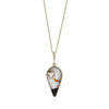 Derbyshire Blue John and Opalique 9ct Yellow Gold Teardrop Pendant | H&H