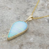 Derbyshire Blue John and Opalique 9ct Yellow Gold Teardrop Pendant | H&H