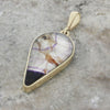 Derbyshire Blue John and Opalique 9ct Yellow Gold Teardrop Pendant | H&H