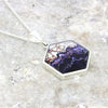Derbyshire Blue John Sterling Silver Large Hexagon Pendant and Chain