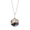 Derbyshire Blue John And Mother of Pearl Large Hexagonal Pendant And Chain