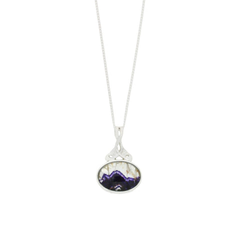 Derbyshire Blue John and Labradorite Silver Medium Pendant and Chain