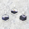 Derbyshire Blue John Small Hexagonal Sterling Silver Pendant and Chain