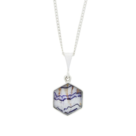 Derbyshire Blue John & Opalique Small Hexagonal Pendant And Chain