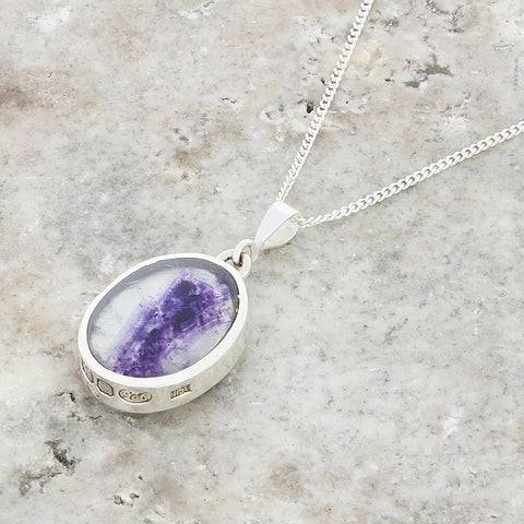 Derbyshire Blue John Reversible Oval Pendant And Chain