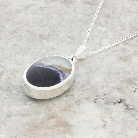 Derbyshire Blue John Reversible Oval Pendant And Chain