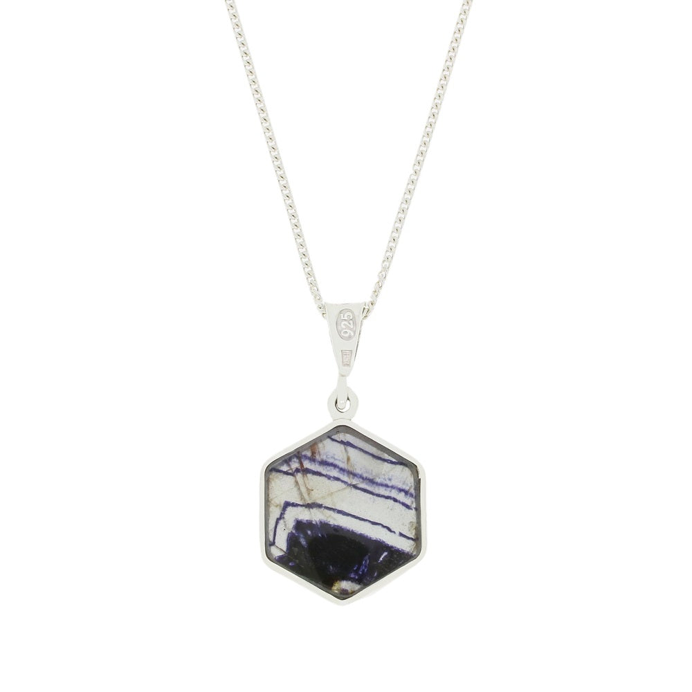 Derbyshire Blue John Reversible Hexagonal Pendant And Chain H&H