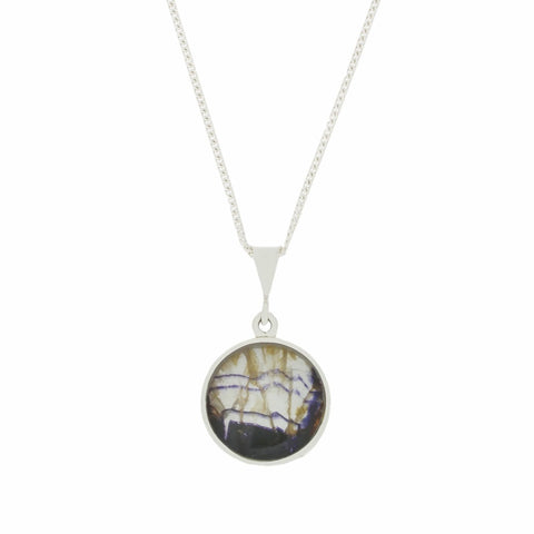 Derbyshire Blue John Sterling Silver Reversible Pendant And Chain
