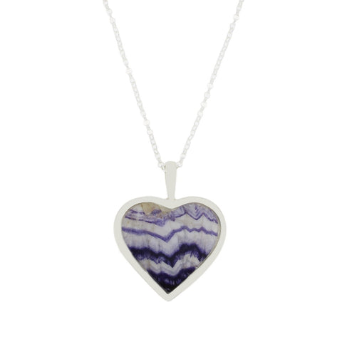 Derbyshire Blue John Heart Pendant And Chain