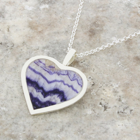 Derbyshire Blue John Heart Pendant And Chain