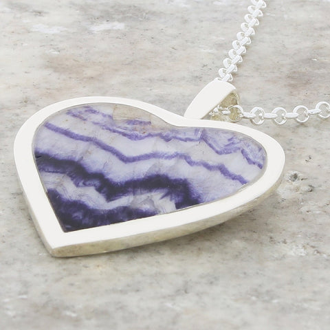 Derbyshire Blue John Heart Pendant And Chain