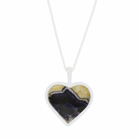 Derbyshire Blue John Heart Pendant And Chain