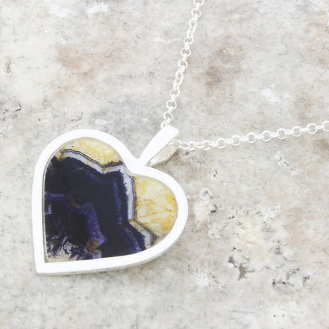 Derbyshire Blue John Heart Pendant And Chain