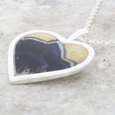 Derbyshire Blue John Heart Pendant And Chain