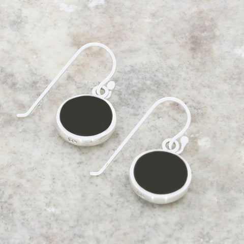 Derbyshire Blue John and Whitby Jet Sterling Silver Drop Earrings