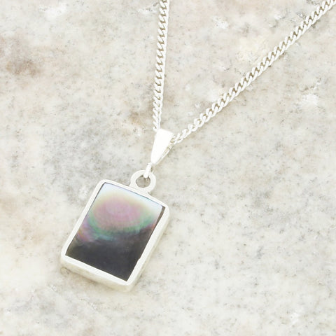 Derbyshire Blue John Rectangular Reversible Pendant and Chain