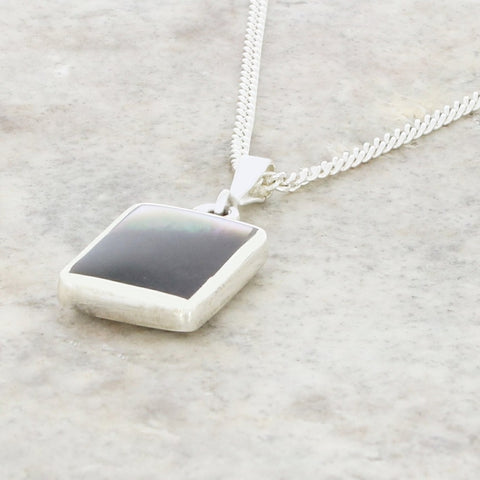 Derbyshire Blue John Rectangular Reversible Pendant and Chain
