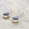 Derbyshire Blue John and Jet 9ct Yellow Gold Pear Reversible Drop Earrings