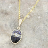 Derbyshire Blue John and Opalique 9ct Yellow Gold Pendant and Gold Plated Chain