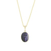 Derbyshire Blue John and Jet 9ct Yellow Gold Pendant and Gold Plated Chain