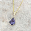 Derbyshire Blue John and Jet 9ct Yellow Gold Pendant and Gold Plated Chain