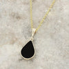 Derbyshire Blue John and Jet 9ct Yellow Gold Pendant and Gold Plated Chain
